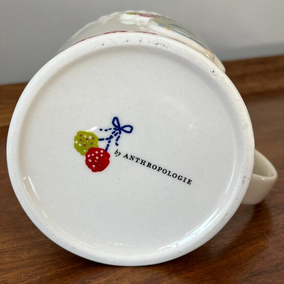 Anthropologie Bundled Up Monogram Letter "A" Mitten Mug Red Stoneware Snowflake - Picture 8 of 8